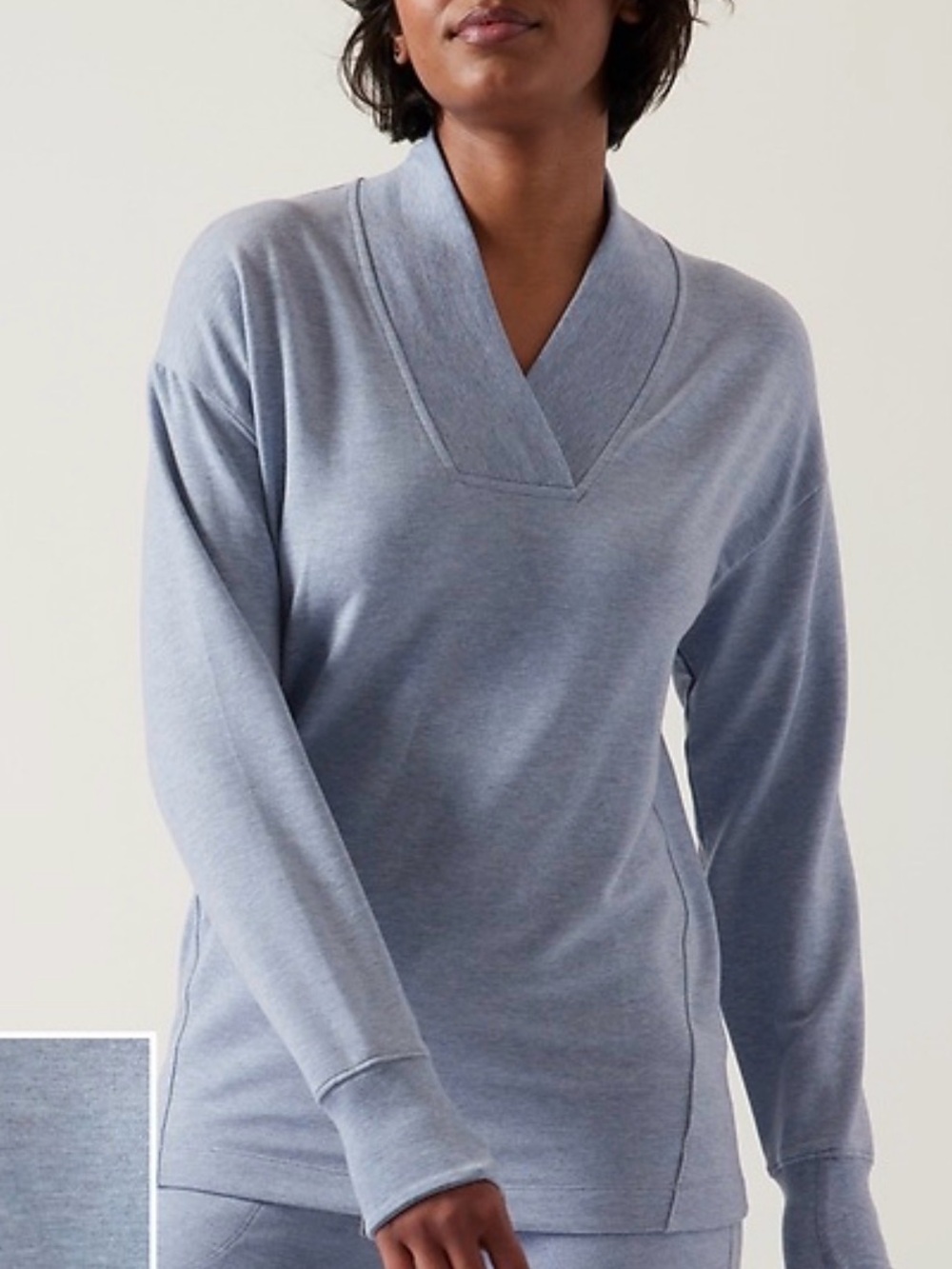Athleta Light Blue V-Neck Pullover Sweater